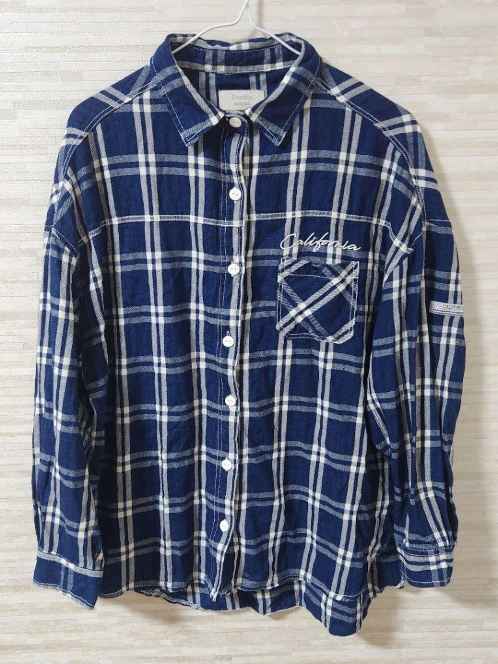 AvailDenifit Long Sleeve Shirt Checkered Embroidered